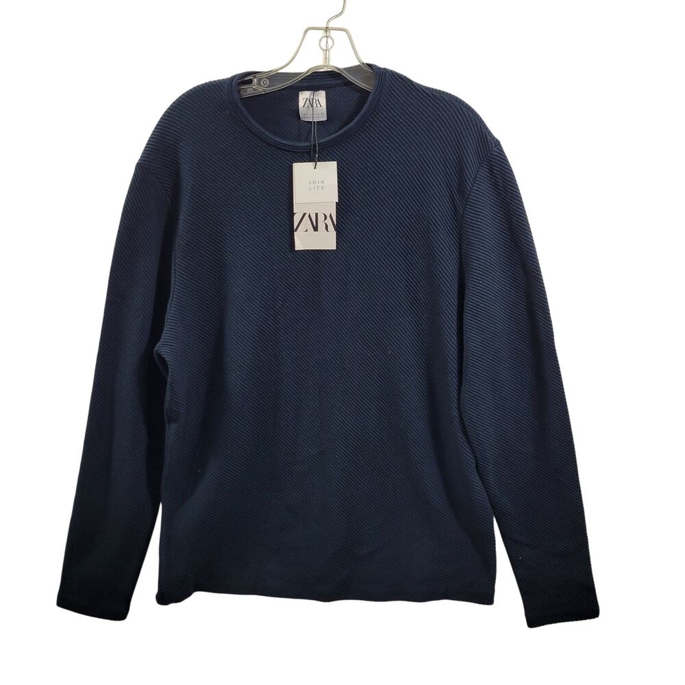 Zara Blue Ribbed Women's NWT Sweater Size L 92323-0442